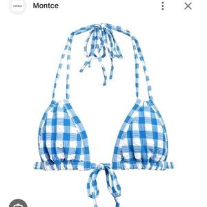 Montce Blue and White Gingham Bikini Top